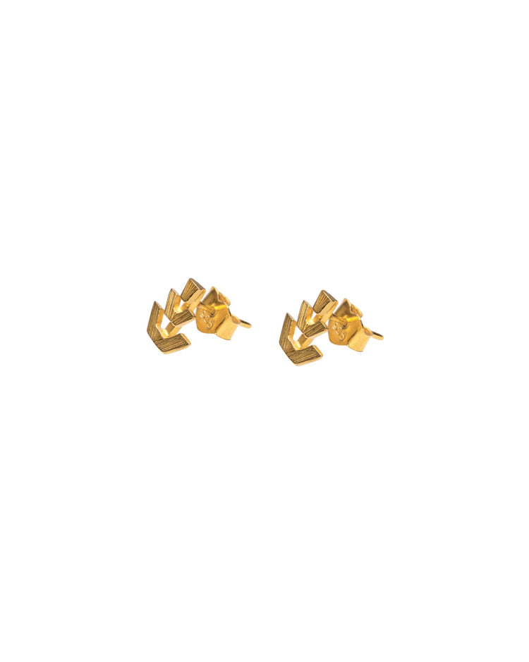 Aretes greca joyeria de plata con baño de oro