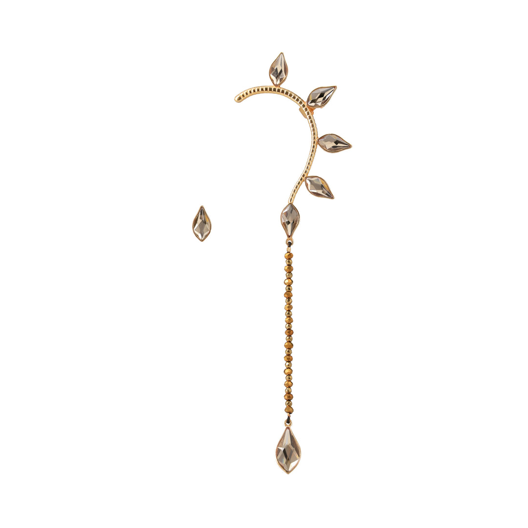 Mismatched Petal Drop Earcuff Gold