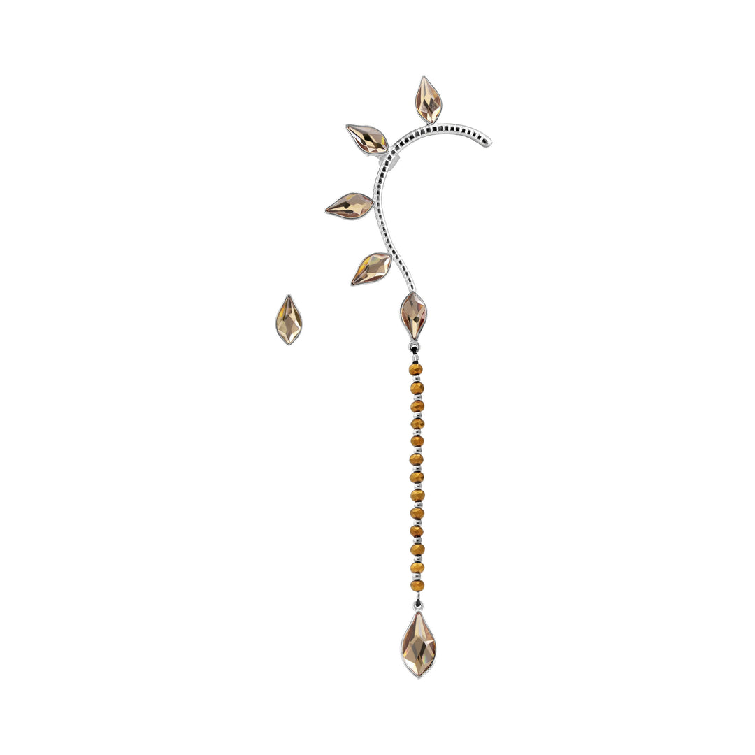 Mismatched Petal Drop Earcuff Silver