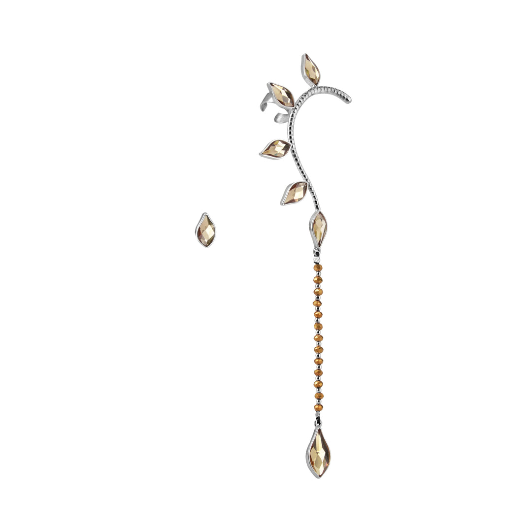 Mismatched Petal Drop Earcuff Silver