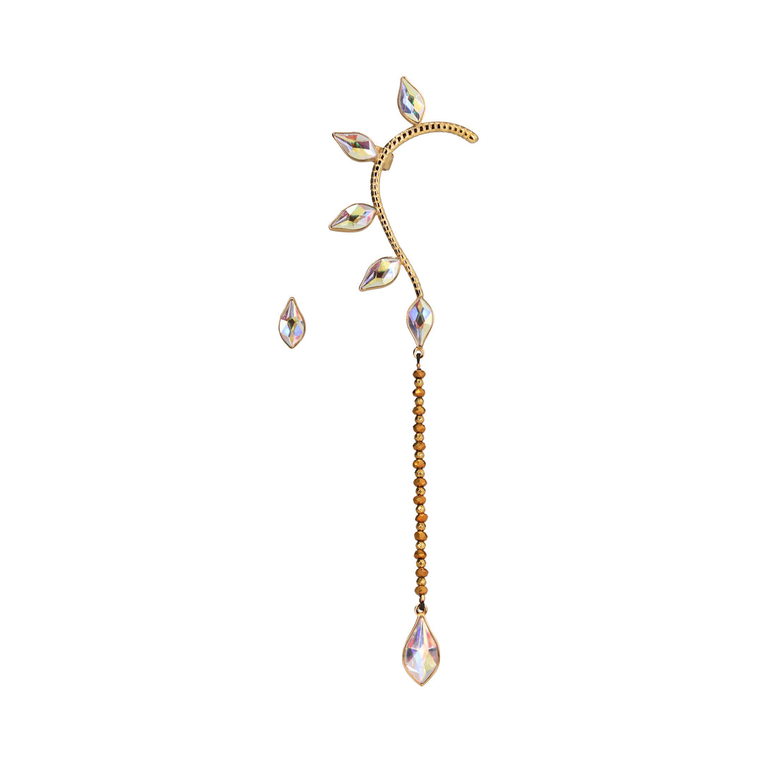 Mismatched Petal Drop Earcuff Gold