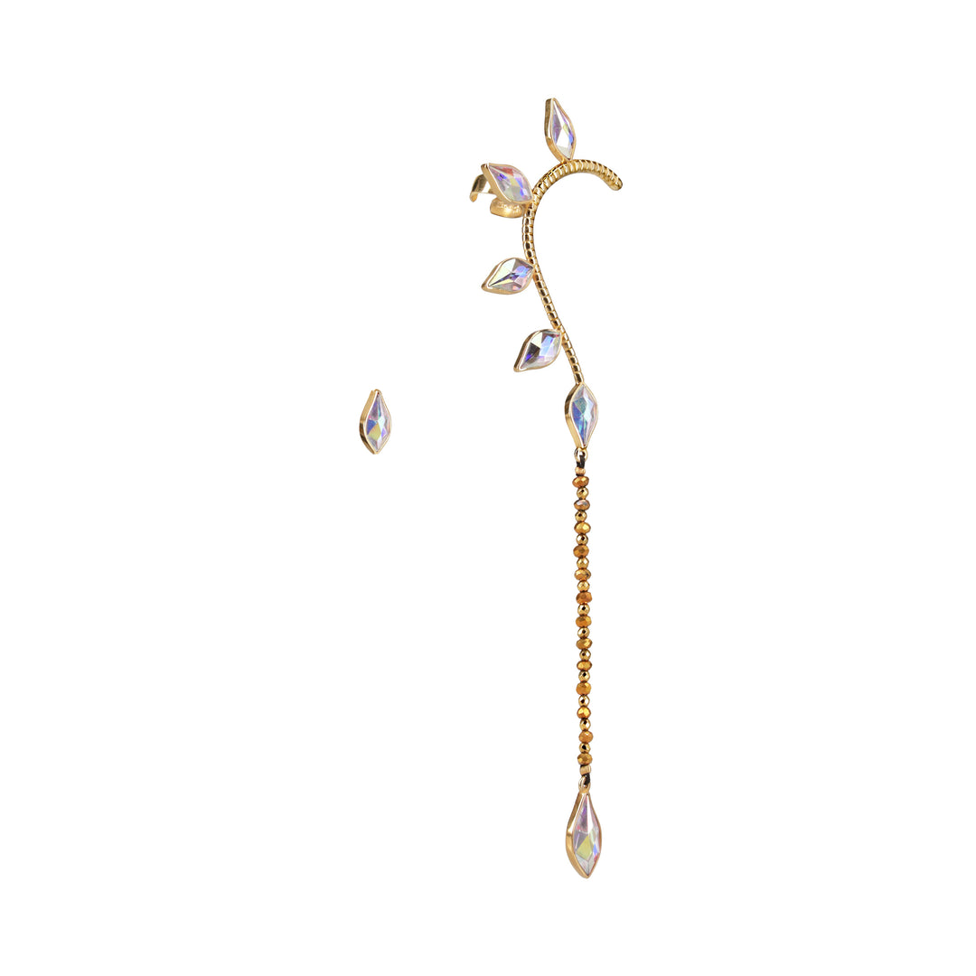 Mismatched Petal Drop Earcuff Gold