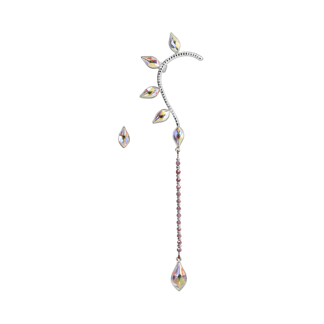 Mismatched Petal Drop Earcuff Silver