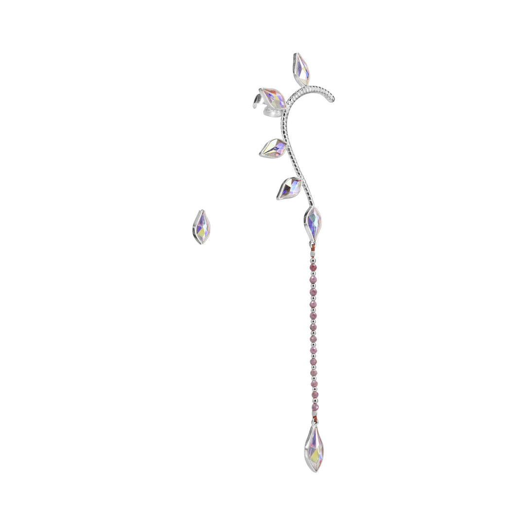 Mismatched Petal Drop Earcuff Silver