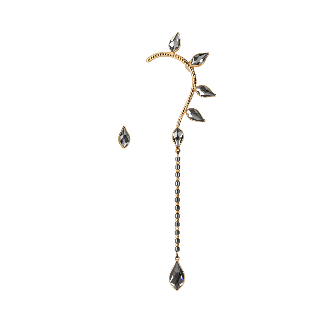 Mismatched Petal Drop Earcuff Gold