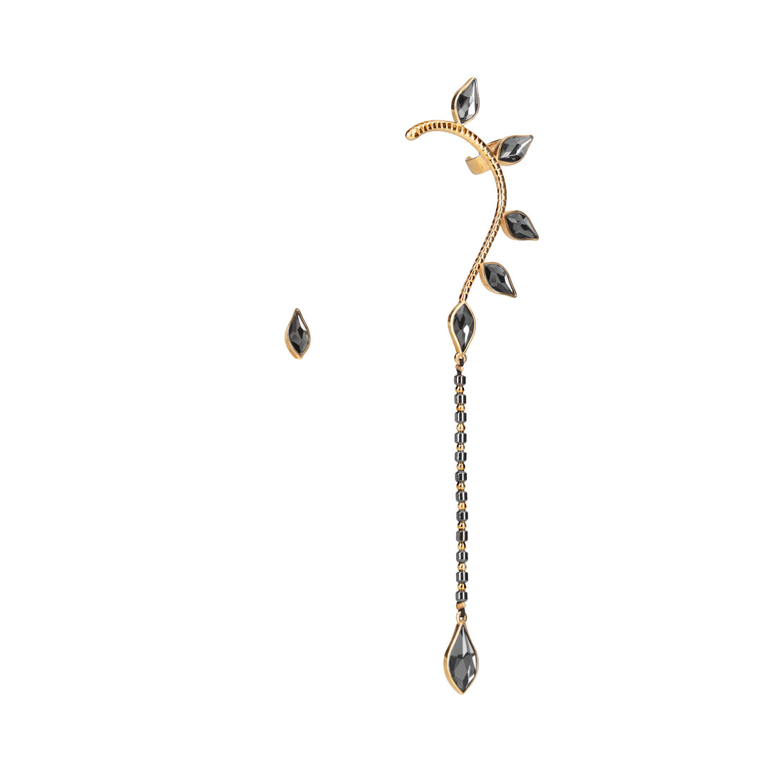 Mismatched Petal Drop Earcuff Gold
