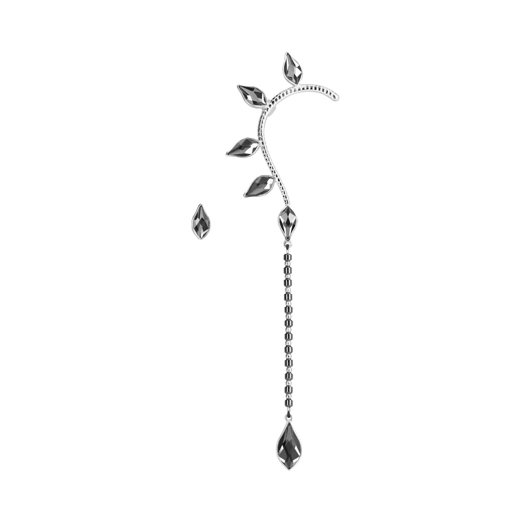 Mismatched Petal Drop Earcuff Silver