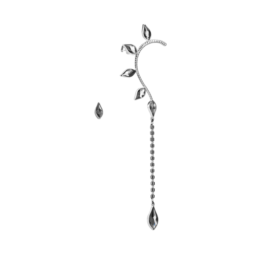 Mismatched Petal Drop Earcuff Silver