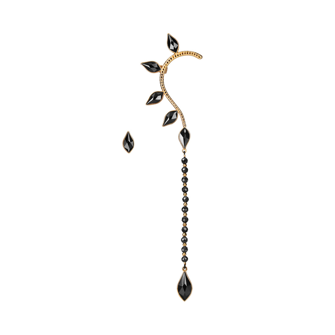 Mismatched Petal Drop Earcuff Gold