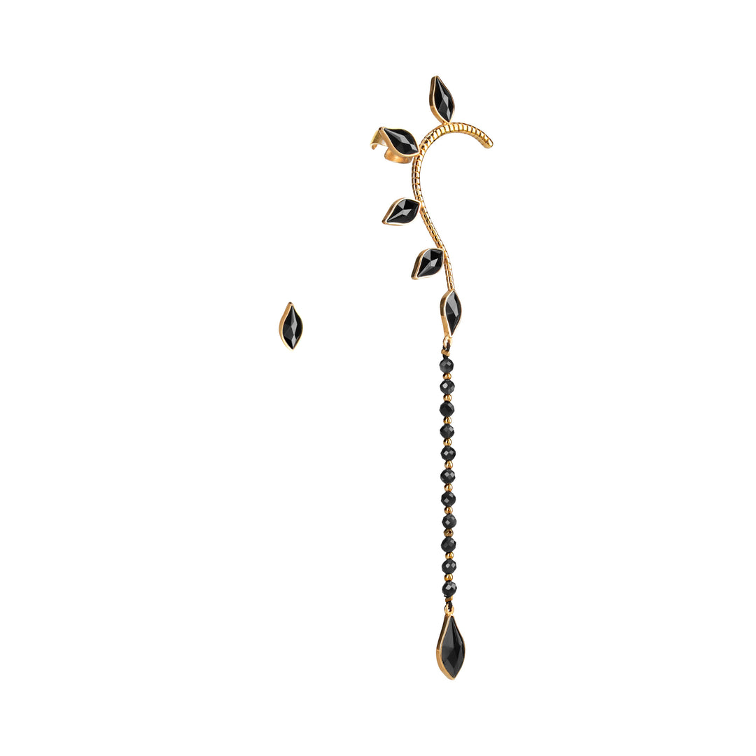 Mismatched Petal Drop Earcuff Gold