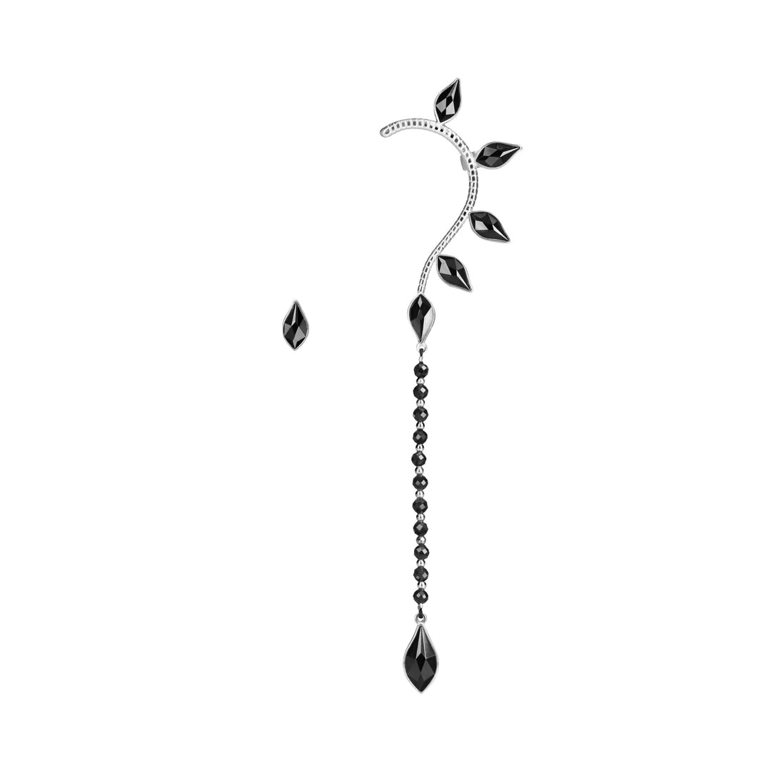 Mismatched Petal Drop Earcuff Silver