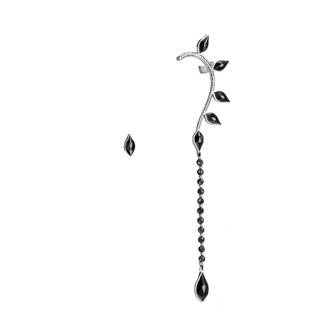 Mismatched Petal Drop Earcuff Silver